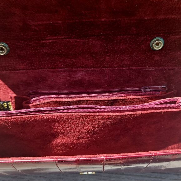 Vintage Red Eelskin Leather Clutch Purse - Picture 4 of 6